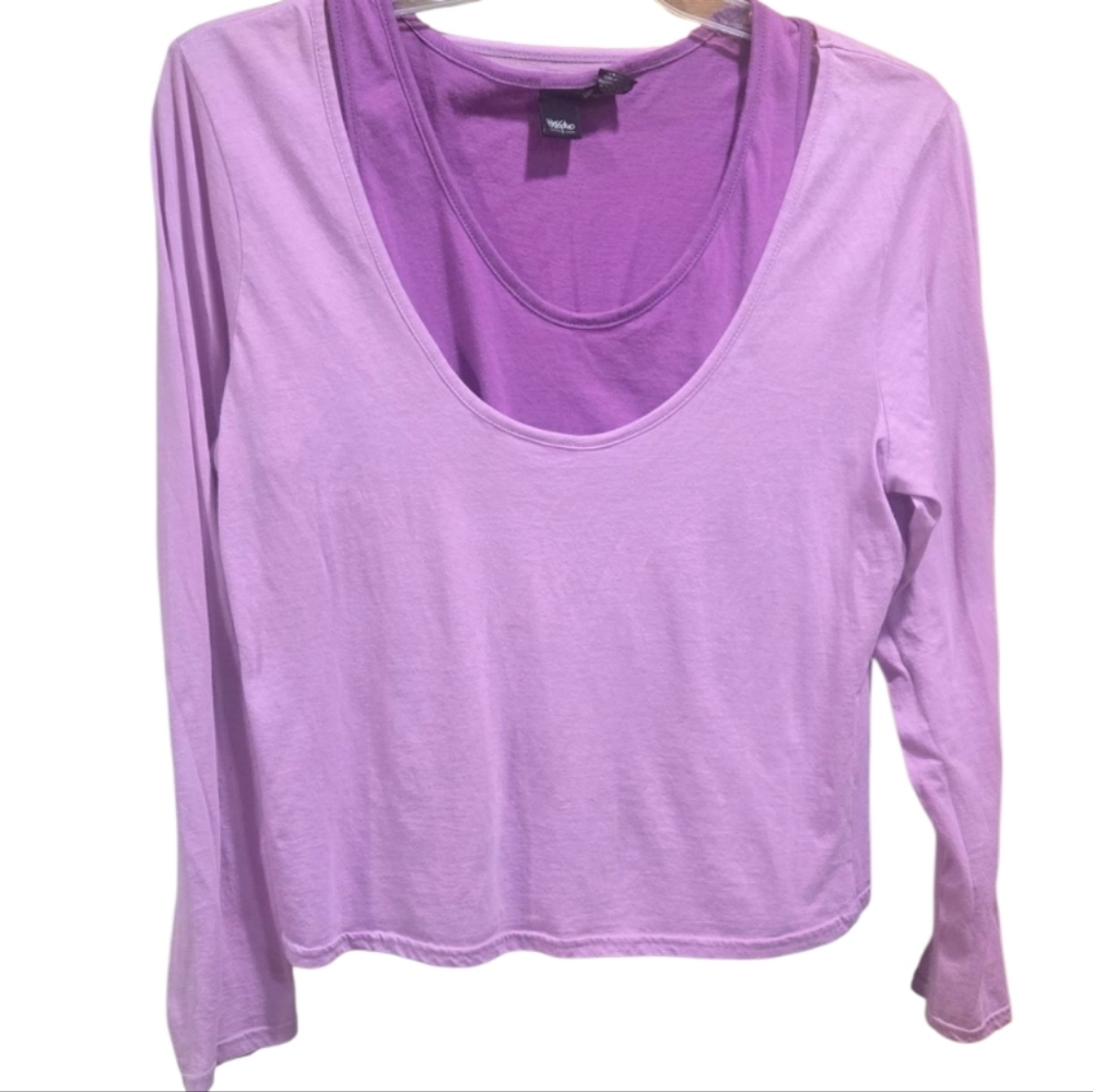 Massimo Layered Scoop Neck Tops: 2 Shades of Purple, a Long Sleeve & a Tank. 1X